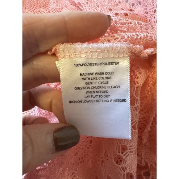 Sag Harbor Women’s Petite S Boho Sheer Delicate Knit Open Cardigan Apricot Fairy - Picture 4 of 8